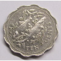 Багамы 10 центов 1998 г