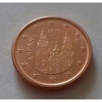 1 евроцент, Испания 2019 г., AU