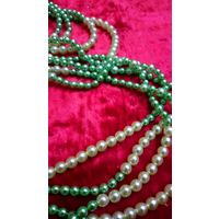 3- рядное ожерелье из бус, чехославакия