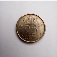 Нидерланды 25 центов 1957 г