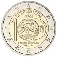 2 Евро Люксембург 2024  100 лет введения в обращения монет с изображением литейщика UNC из ролла