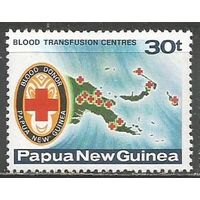 Папуа Новая Гвинея. Красный крест. Карта страны. 1980г. Mi#396.