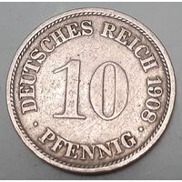 Германия 10 пфеннигов, 1908"F" - Штутгарт (9-6-9(в))