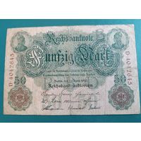 50  марок 1910  банкнота  Германия   Берлин Кайзеровская империя