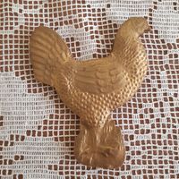 Игрушка ёлочная птица Курица золотая, картон. СССР