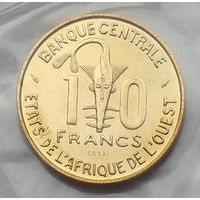 Западная Африка 10 франков 1981 г. Essai. Проба. В банковской запайке