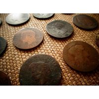 ТОРГ! Франция 19 век! 18 монет! Шоколадная патина! Медь! ВОЗМОЖЕН ОБМЕН!