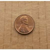 США, 1 цент 1982 г., без знака монетного двора, красивая патина