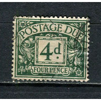 Великобритания - 1924/1931 - Цифры 4Р. Portomarken - (есть тонкое место) - [Mi.14p] - 1 марка. Гашеная.  (Лот 44Fe)-T25P13