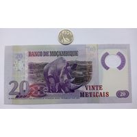 Werty71 Мозамбик 20 метикалов 2011 UNC банкнота метикайс Носорог метикалей