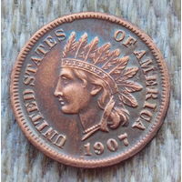 США 1 цент 1907 года. Состояние!