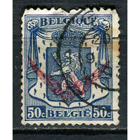 Бельгия - 1936/1939 - Герб 50С с надпечаткой. Dienstmarken - (есть тонкое место) - [Mi.23d] - 1 марка. Гашеная.  (Лот 23EX)-T25P1