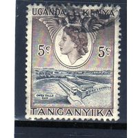 Британские колонии.Кения,Уганда,Танганьика. 5с. Королева Елизавета II. Дамба.