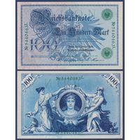 Германия, 100 марок 1908 г., P-34 (зелёные печати), UNC-