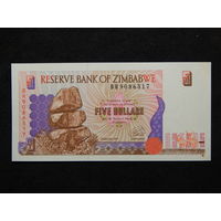 Зимбабве 5 долларов 1997г.UNC