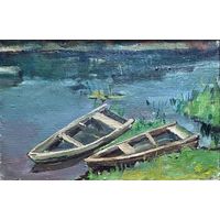 Бржозовский Г.Ф.(1912-2008) Лодки , Х/М, размер 29,5х19,5 см.
