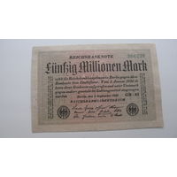 Германия 50 миллионов марок 1923 г. Ro 108 j ( Водяные знаки - ромбы )- после номера нет звездочки