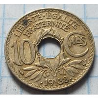 Франция 10 сантимов, 1938       ( 3-7-5 )