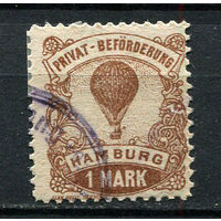 Германия - Гамбург (Hammonia II) - Местные марки - 1888 - Воздушный шар 1М - [Mi.16] - 1 марка. Гашеная.  (Лот 98EN)-T5P2