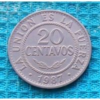 Боливия 20 центавос (центов) 1987 года. Инвестируй выгодно в монеты планеты!1987