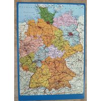 Немецкая открытка. Карта Германии. Чистая.