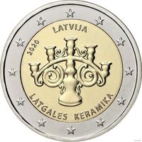 2 евро 2020 Латвия Латгальская керамика UNC из ролла