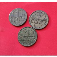 1 грошик Польши (1923, 1927, 1928) Цена за 3шт.