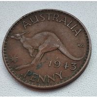 Австралия 1 пенни, 1943 "I" ниже бюста  2-16-13