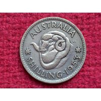 Австралия 1 шиллинг 1953 г. Серебро 0.500.