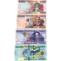 Сьерра Леоне 1000 леоне, 2000 леоне, 5000 леоне, 10000 леоне.  2021 год  UNC   (Цена за 4 банкноты)