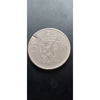 Норвегия 5 крон 1963 г. с дефектом