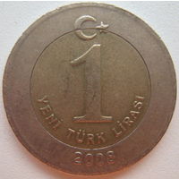 Турция 1 лира 2008 г.
