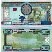 Бурунди 2000 франков 2008 года UNC(из пачки)