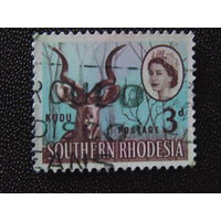 Южная Родезия 1966 г. Королева Елизавета II. Антилопа Большой Куду.