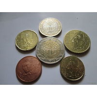Набор евро монет Франция 2002 г. (5, 10, 20, 50 евроцентов, 1, 2 евро)