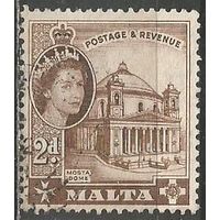 Мальта. Королева Елизавета II. Собор в Моста. 1956г. Mi#241.