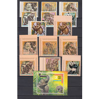 Фауна. Дикие животные. Экваториальная Гвинея. 1976. 7 марок с/з, 7 марок б/з и 1 блок. Michel N 938-944, бл238 (16,0 е)