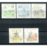 Германия - 1997г. - Водяные и ветряные мельницы Германии - полная серия, MNH, 2 марки с отпечатками [Mi 1948-1952] - 5 марок