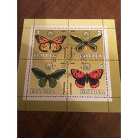 Эритрея 2001. Бабочки. Малый лист.