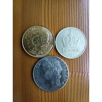 Норвегия 1 крона 1981, Италия 100 лир 1976, Бразилия 25 центов 2013 -91