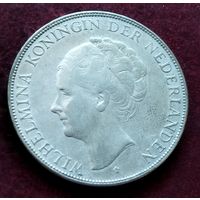 Серебро 0.720! Нидерланды 2 1/2 гульдена, 1929-1940