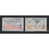 Чехословакия-1957,(Мих.1042-1043) гаш. , Авиация, Самолеты(полная серия)