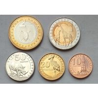 Южный Судан 10, 20, 50 пиастров, 1, 2 фунта 2015 г. Комплект 5 монет