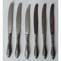 Ножи мельхиоровые СССР - 6 шт. Длина 23.5 см.