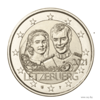 2 евро 2021 Люксембург 40 лет Свадьбы UNC из ролла рельеф