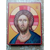 Рукописная икона "Господь Иисус Христос", 25х20см.  доска, яичная темпера, левкас. торг