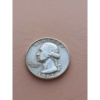 США 1/4 доллара 1962г(серебро)7