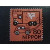 Япония 2002 почтовый транспорт, марка из клейнбогена Mi-1,5 евро гаш.