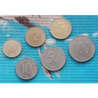 Набор монет Югославия 1, 2, 5, 10, 50, 100 динар