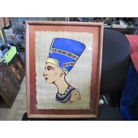 Клеопатра. Царица египетская. Литография на папирусе под стеклом в раме 42,5х33 см.